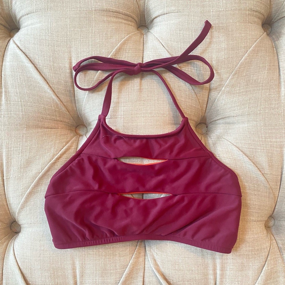 Mossimo Garnet Halter Top Slit Bikini Top